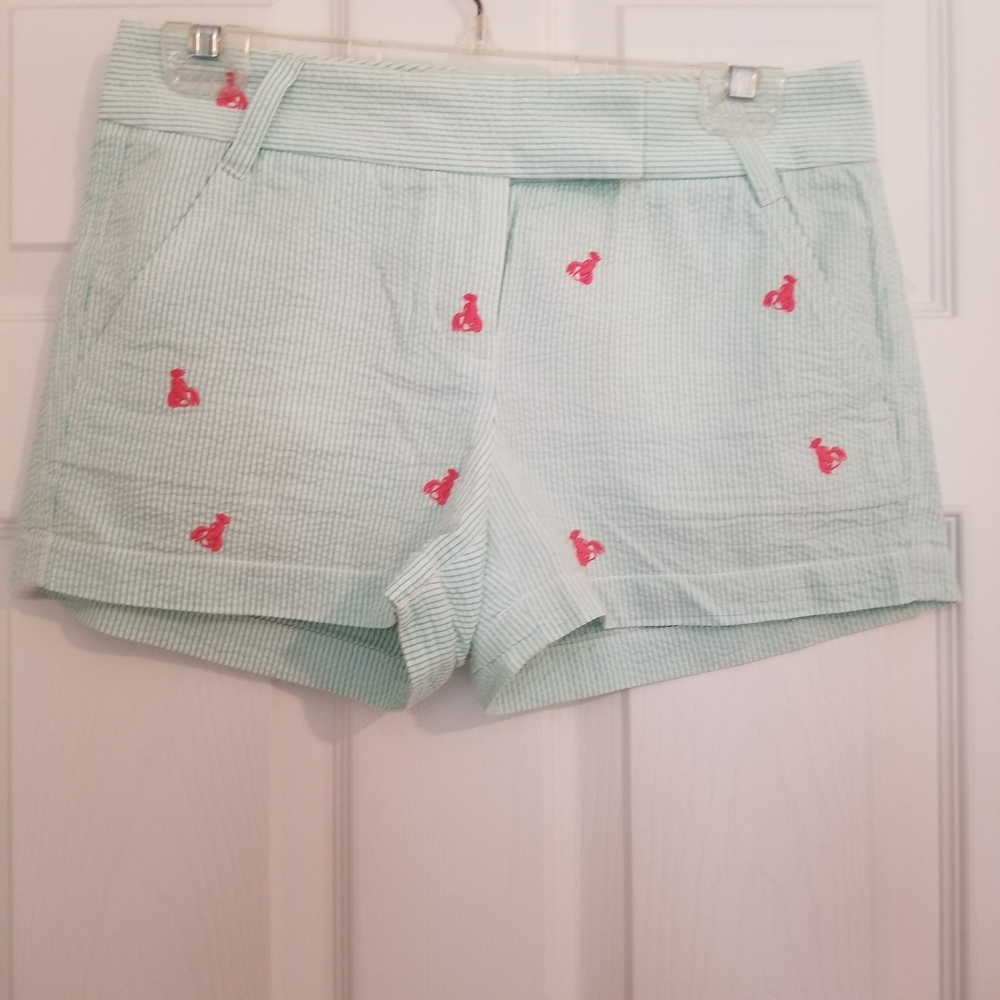 J Crew City Fit Seersucker Lobster Shorts